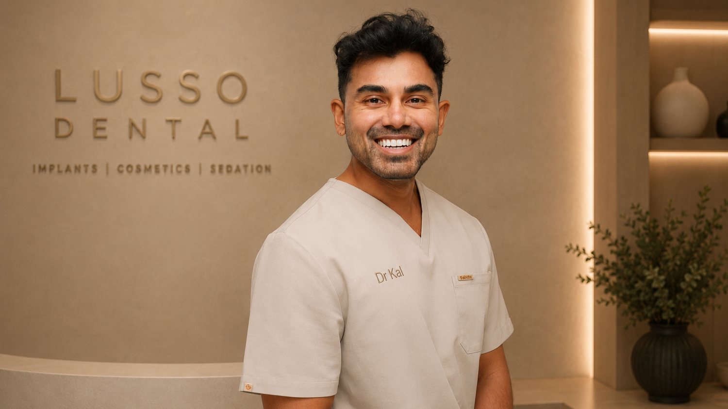 Dr Kal in the LUSSO Dental reception lounge